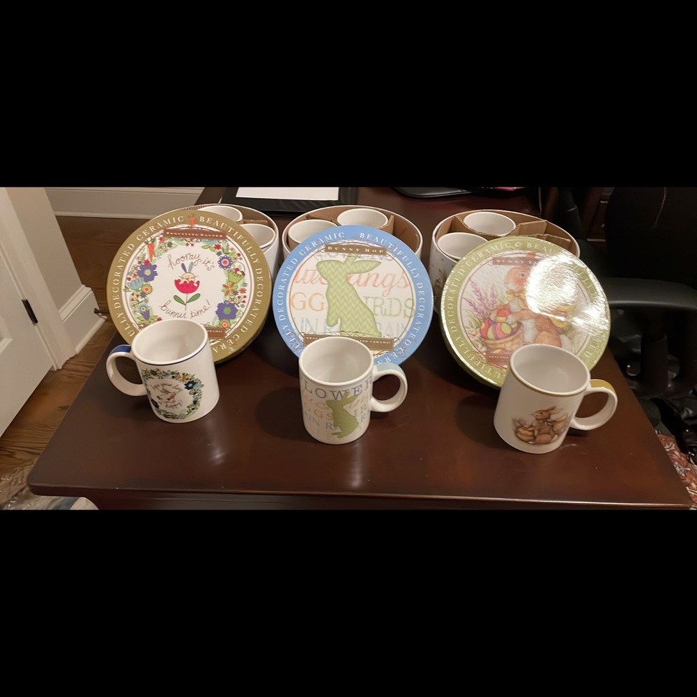 3 sets of mugs. 4 mugs to box. Price for each set is $25